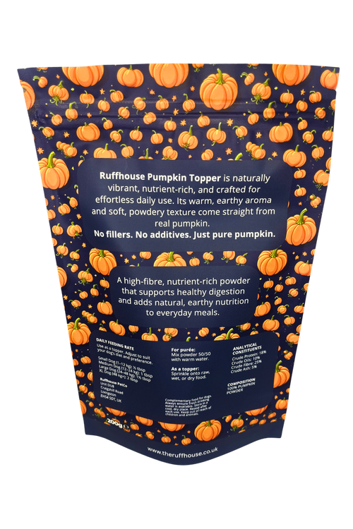 Ruffhouse Pumpkin Dog Food Topper – Natural High Fibre Digestion Support – 100% Pumpkin Powder (200g)
